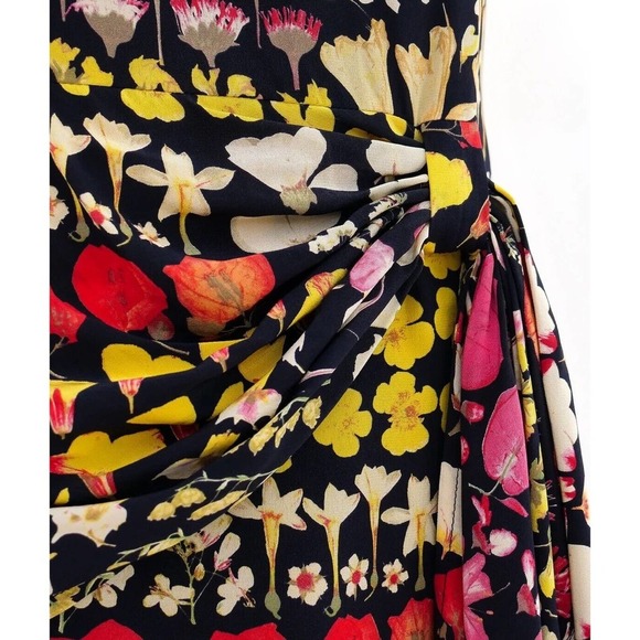 Valentino Miss V Botanical Floral Silk Knee Length Dress Size 8 Vintage - Picture 3 of 12